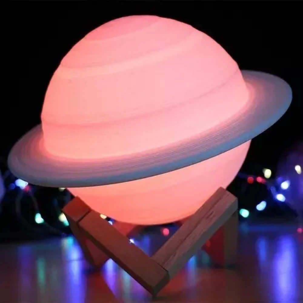 Lampara Saturno 3D Recargable 8 Colores