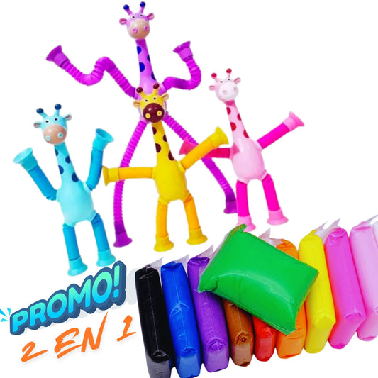 2 en 1 incluye 4 jirafas + 12 masas magicas