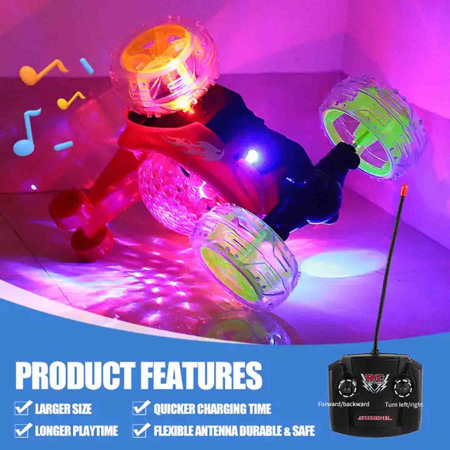 Auto Loco A Control Remoto Luces Y Sonido