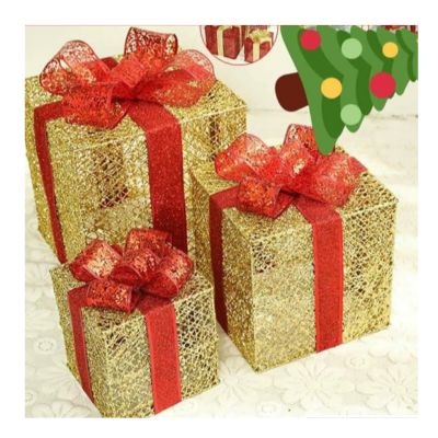 Adornos de 3 cajas con luces navideñas