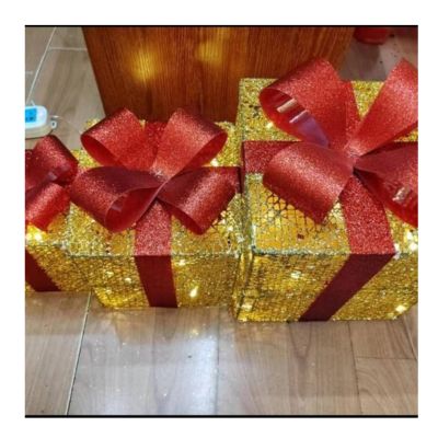 Adornos de 3 cajas con luces navideñas