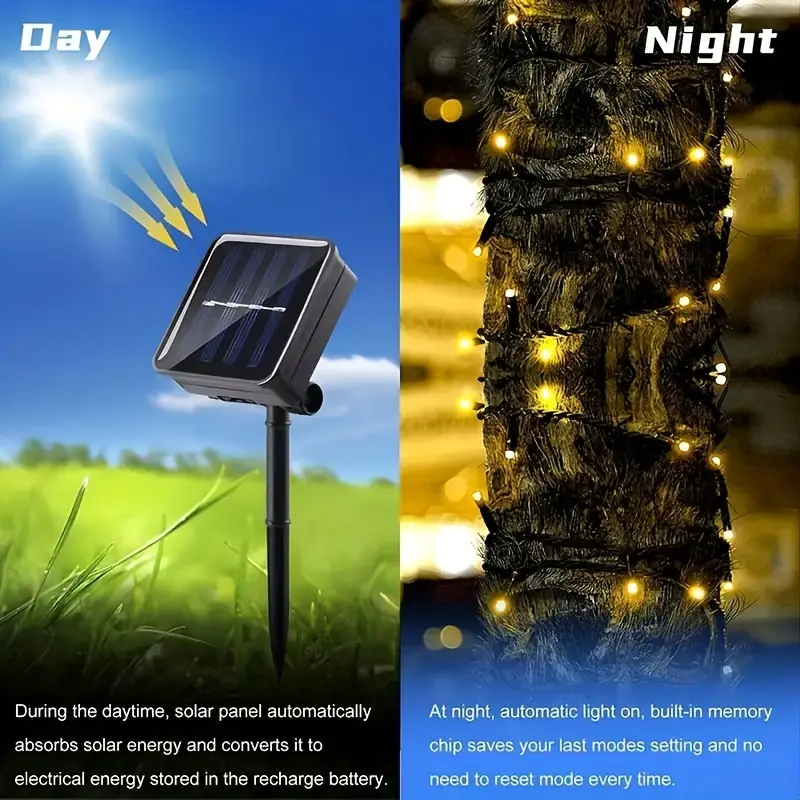 Pack 2 Luz 100 Led Guirnalda Solar