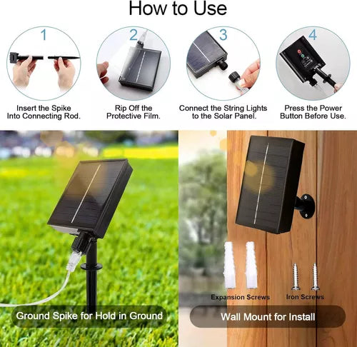 Cascada 300led Luz Solar 7mts