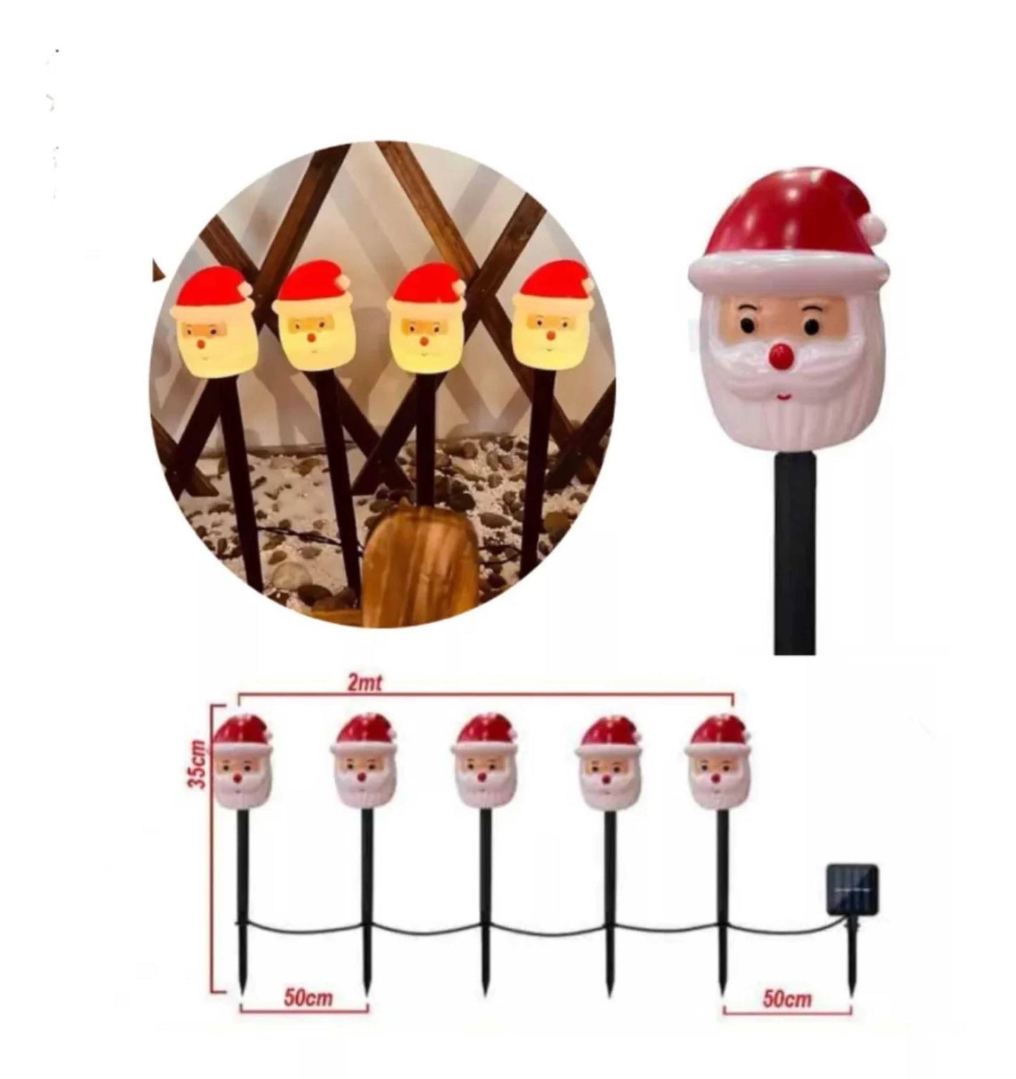 Estaca Solar Navidad Santa 40cm